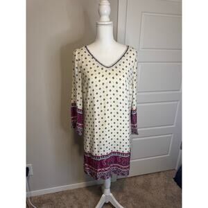 SKIES ARE BLUE Size Small Blue Prints Dress White